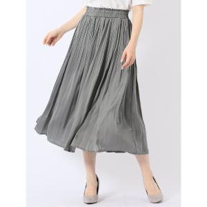 スカート 「フェミニン プリーツ」チャームベリーチック/CHRM BERRY TIC サテン ロング スカート