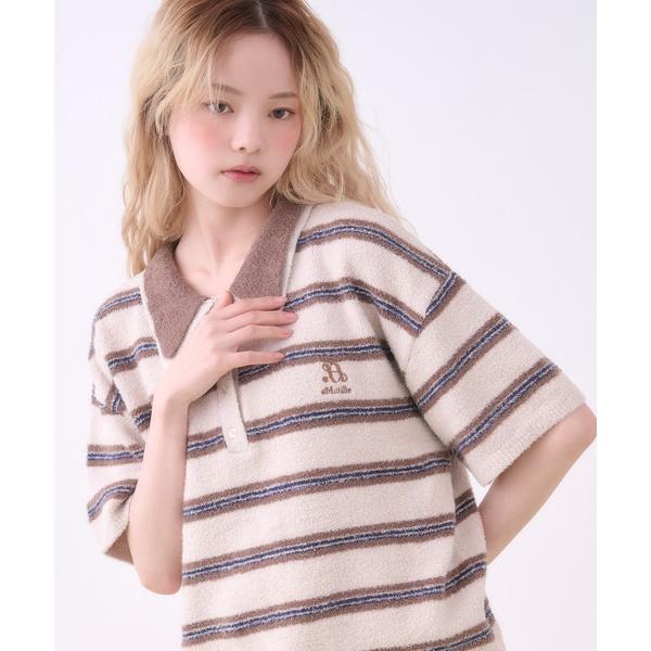 ルームウェア 部屋着 「SET ITEM」border knit polo set up / ボーダ...