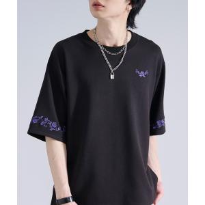 tシャツ 「機能性付き」ローズ刺繍ポンチTシャツ メンズ レディース