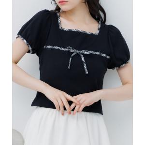 tシャツ チェックパイピングTEE レディース