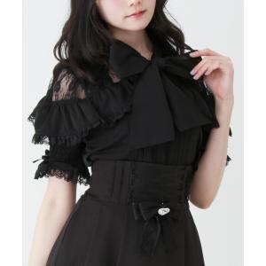 ブラウス シャツ 上品レースフリルボウタイリボンブラウス レディース