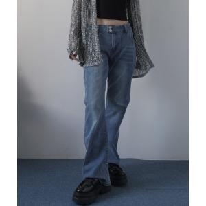 ジーンズ デニム デニムパンツ セミローライズフレアデニム レディース