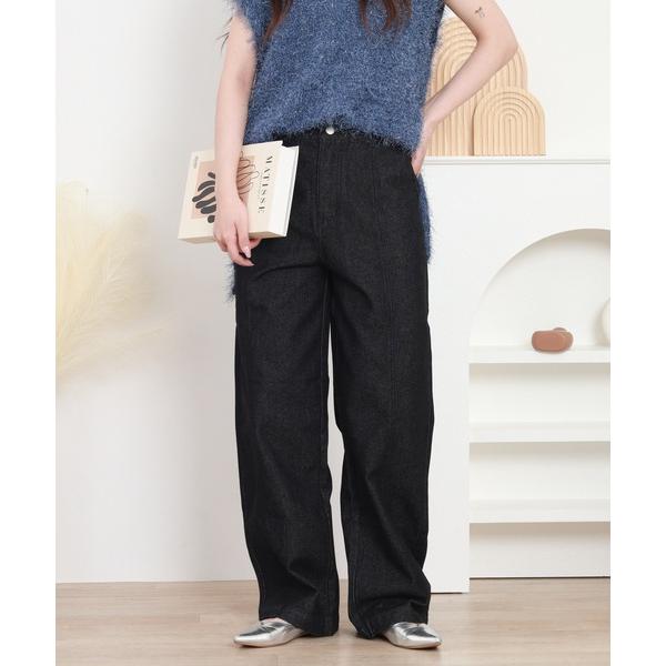 ジーンズ デニム デニムパンツ センターシームワイドデニムパンツ レディース