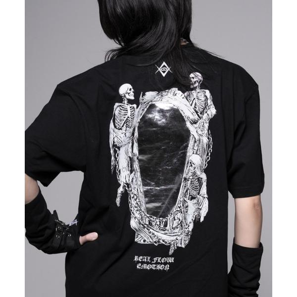 tシャツ 半袖 「REFLEM/レフレム」ホログラムスカルプリントTシャツ/ハーフスリーブカットソー...