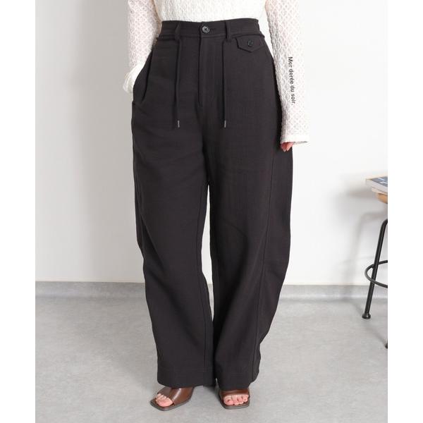 パンツ 「セットアップ対応」パナマワイドバレルパンツ レディース