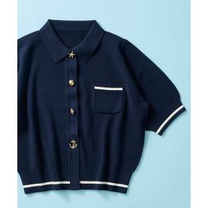 カーディガン エマコットン_マリンモチーフポロニット レディース