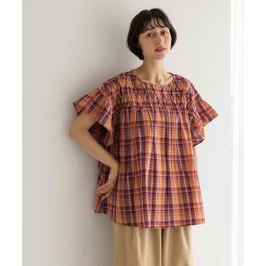 ブラウス シャツ 「natural by clip」チェックハンドタックブラウス レディース