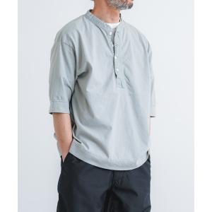tシャツ GTIIスーパー天竺5分袖布帛前立てヘンリーネックP/O メンズ