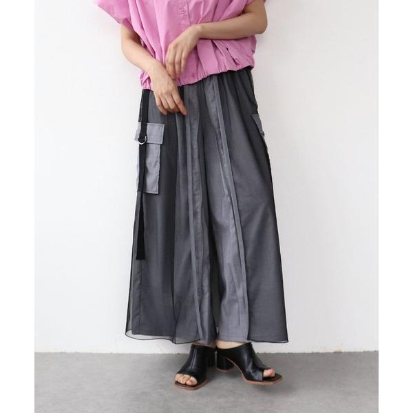 ワイドパンツ パンツ メッシュワーク2フェイスパンツ レディース