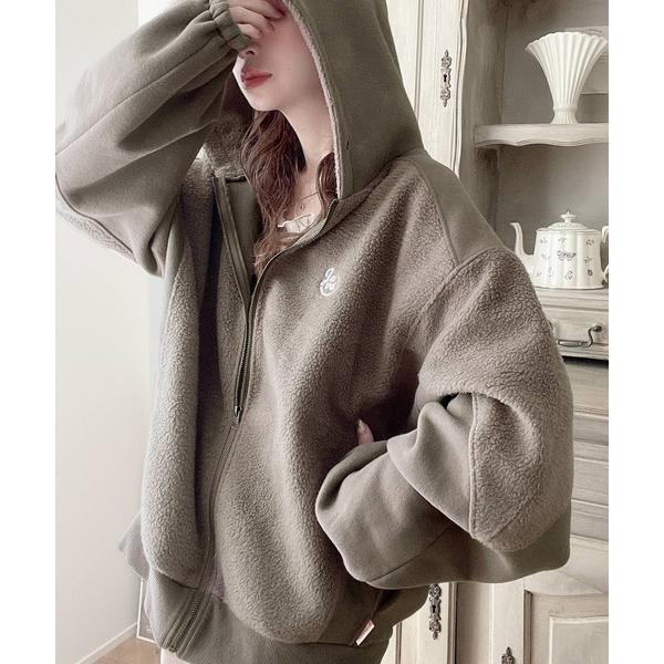 「Java」 ジップアップパーカー X-LARGE モカ レディース