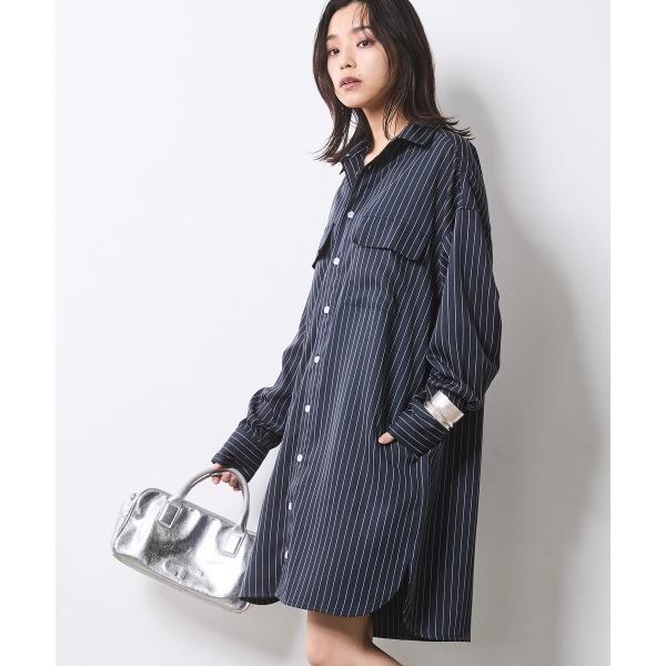 「CHIC STYLE」 長袖ワンピース 3L ネイビー レディース