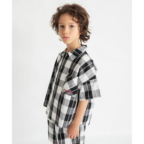 ブラウス シャツ 「おそろい」ブロックチェック半袖シャツ キッズ 子供服 男の子