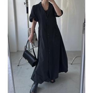 ワンピース 半袖 hem balloon tailored jacket like OP