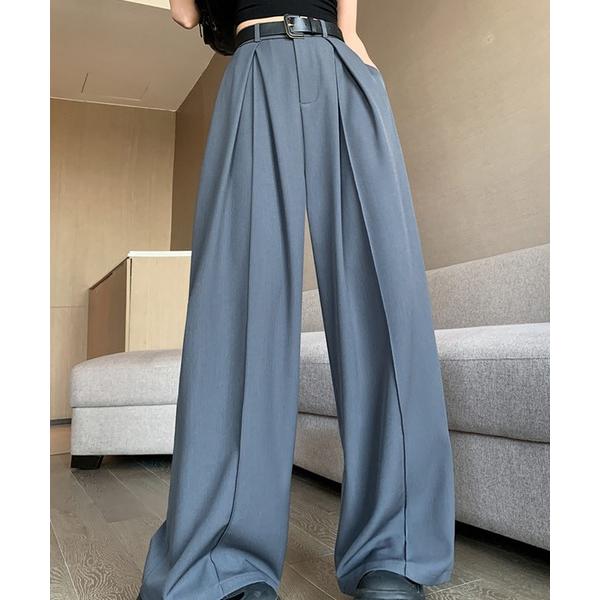 ワイドパンツ パンツ ツイルタックワイドパンツ レディース