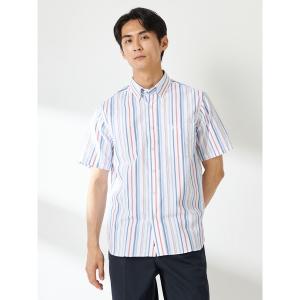 シャツ 半袖 サッカーチェック＆ストライプシャツ メンズ