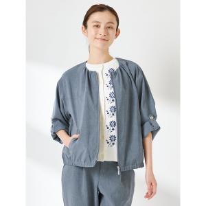 コート アウター ノーカラージップブルゾン レディース