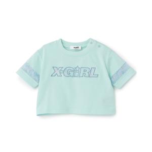 tシャツ 総柄メッシュプリント ショート丈半袖Tシャツ キッズ 子供服 女の子