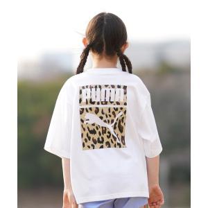tシャツ PUMA/プーマ キッズ 半袖 Tシャツ バックプリント レオパード柄 639318 キッズ 子供服 男の子 女の子