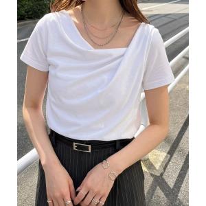 tシャツ 半袖 2WAYオフショルドレープTシャツ レディース