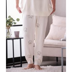 パジャマ 「メンズ」ランダム猫足跡　夏ニットロングパンツ メンズ