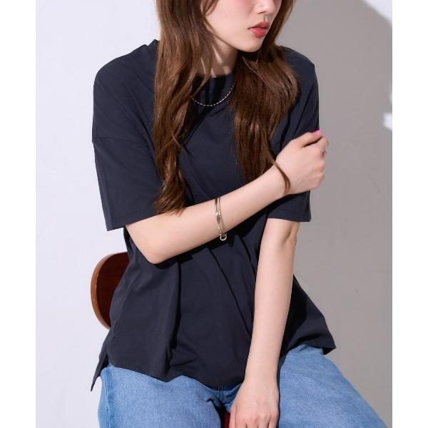 tシャツ サイロコットン 5分袖スリットTシャツ / 無地 レディース