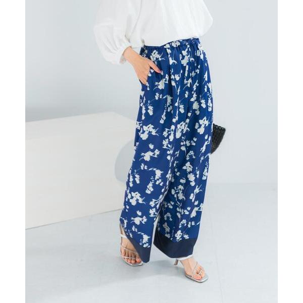 ワイドパンツ パンツ フラワーモチーフプリントパンツ レディース