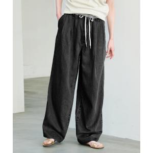 ワイドパンツ ジーンズ デニム デニムパンツ LE DENIM DRAW WAISTバギーパンツ レディース