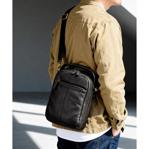 ショルダーバッグ メンズ 牛革 縦型 ショルダーバッグ メンズ