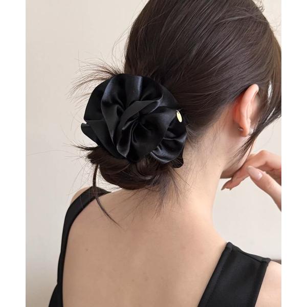 ヘアクリップ シルキー サテン フラワー バナナ ヘアクリップ