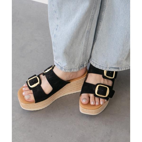 厚底 サンダル 「Oh my Sandals」ダブルバックル厚底ウエッジサンダル(E62500) レ...