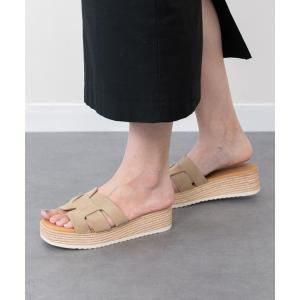 厚底 サンダル 「Oh my Sandals」厚底レザースライドサンダル(E62503) レディース