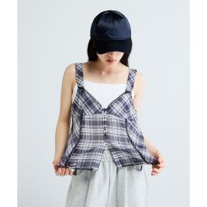 キャミソール ラインレーストリムチェックキャミ/670822｜ZOZOTOWN Yahoo!店