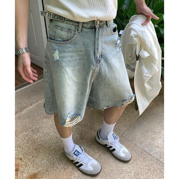 ジーンズ ダメージデニムハーフパンツ メンズ レディース