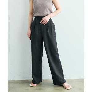 スラックス パンツ 「遮熱　UVカット　イージーケア」 リネンライク ストレート タックパンツ 「セットアップ対応」「587193」 レディース