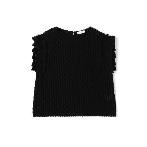 ブラウス シャツ グリッドカットジャカード フリルフレンチブラウス レディース