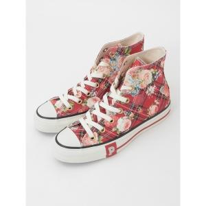 スニーカー CONVERSE×PINK HOUSE フラワーチェックプリントハイカットスニーカー レディース