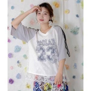 Scolar ポジティブ花コラージュ柄チュニック スカラー ScoLar ポジティブ花コラージュ柄チュニック