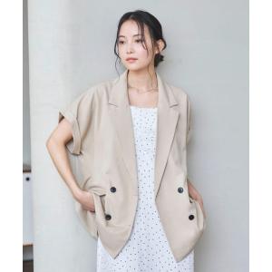 ジャケット テーラードジャケット 「ＯＮかわ」ウォッシャブルフレンチスリーブ麻調テーラードＪＫ レディース