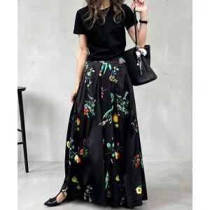 ロング スカート ボタニカル柄スカート