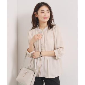 ブラウス シャツ 「手洗い可」サテン7分袖ブラウス レディース