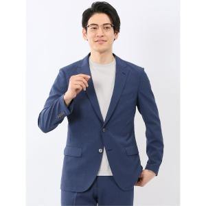 セレモニースーツ カジュアルスーツ 「ストレッチ ハンドウォッシャブル」タカキュー リネン調 2ボタン ビジネス ジャケット 青(セットアップ可能)