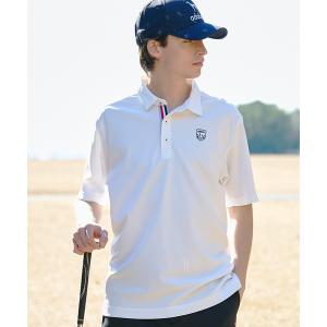 ポロシャツ 半袖 「ADABAT NAVY」吸水速乾/UVカット カノコエンブレム半袖ポロシャツ メンズ