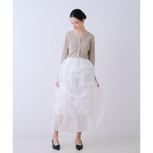 ワンピース 「kariさんコラボ」カーディガン×ニットドッキングチュールワンピースセット