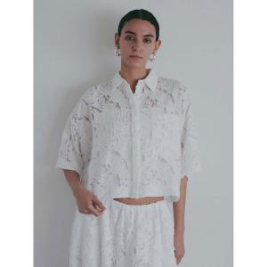 ブラウス シャツ カットジャカードショートシャツ レディース