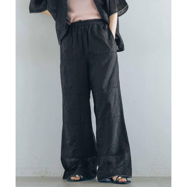ワイドパンツ パンツ 配色パッチワークシアーパンツ/セットアップ対応 レディース