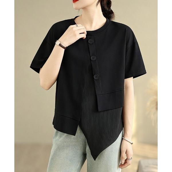 tシャツ アシメヘムデザインTシャツ レディース