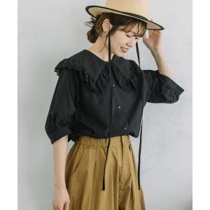 ブラウス シャツ ビッグカラーフリルブラウス レディース