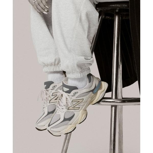 「New Balance」 ローカットスニーカー 24.5cm ホワイト×グレー レディース