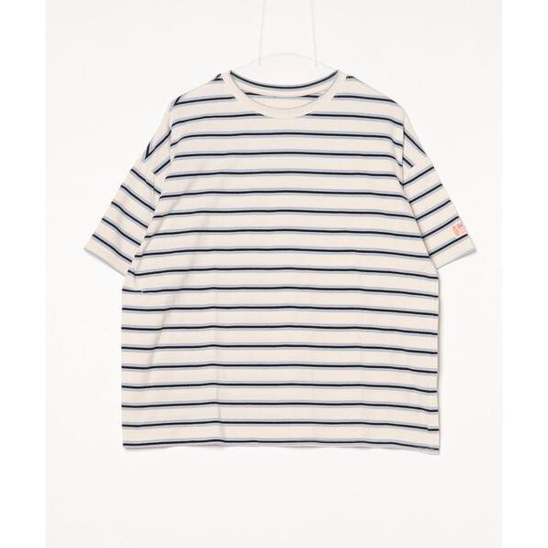 「Java」 ボーダー柄半袖Tシャツ M ベージュ レディース