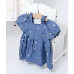 ブラウス シャツ 「リンク」肩フリルアソート刺繍チュニック キッズ 子供服 女の子